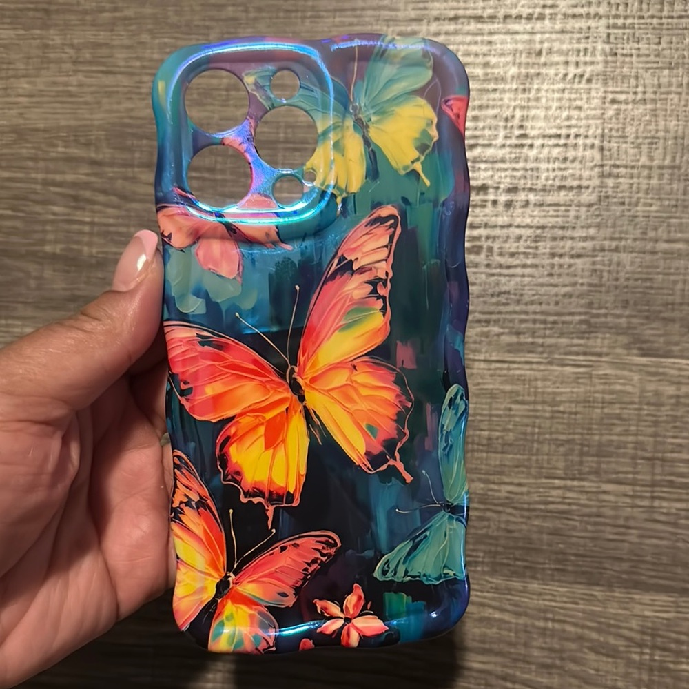 Blue and Orange Butterfly Phone Case with Glossy Finish